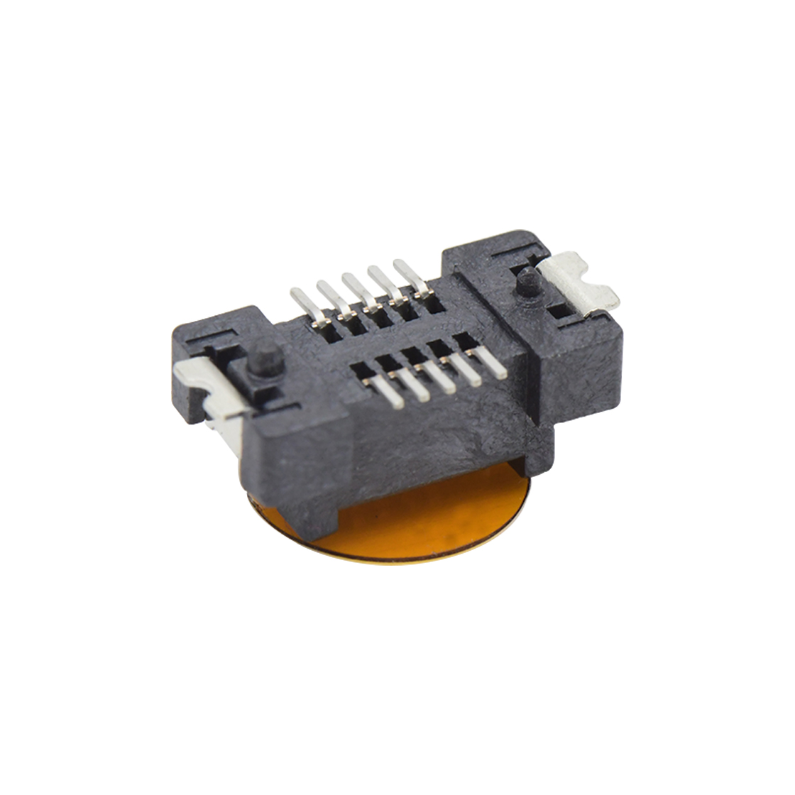 Board to Board 0.8mm 单槽4.0H带柱带地接片母座 10pin 黑色 镀半金 G/F，雾锡